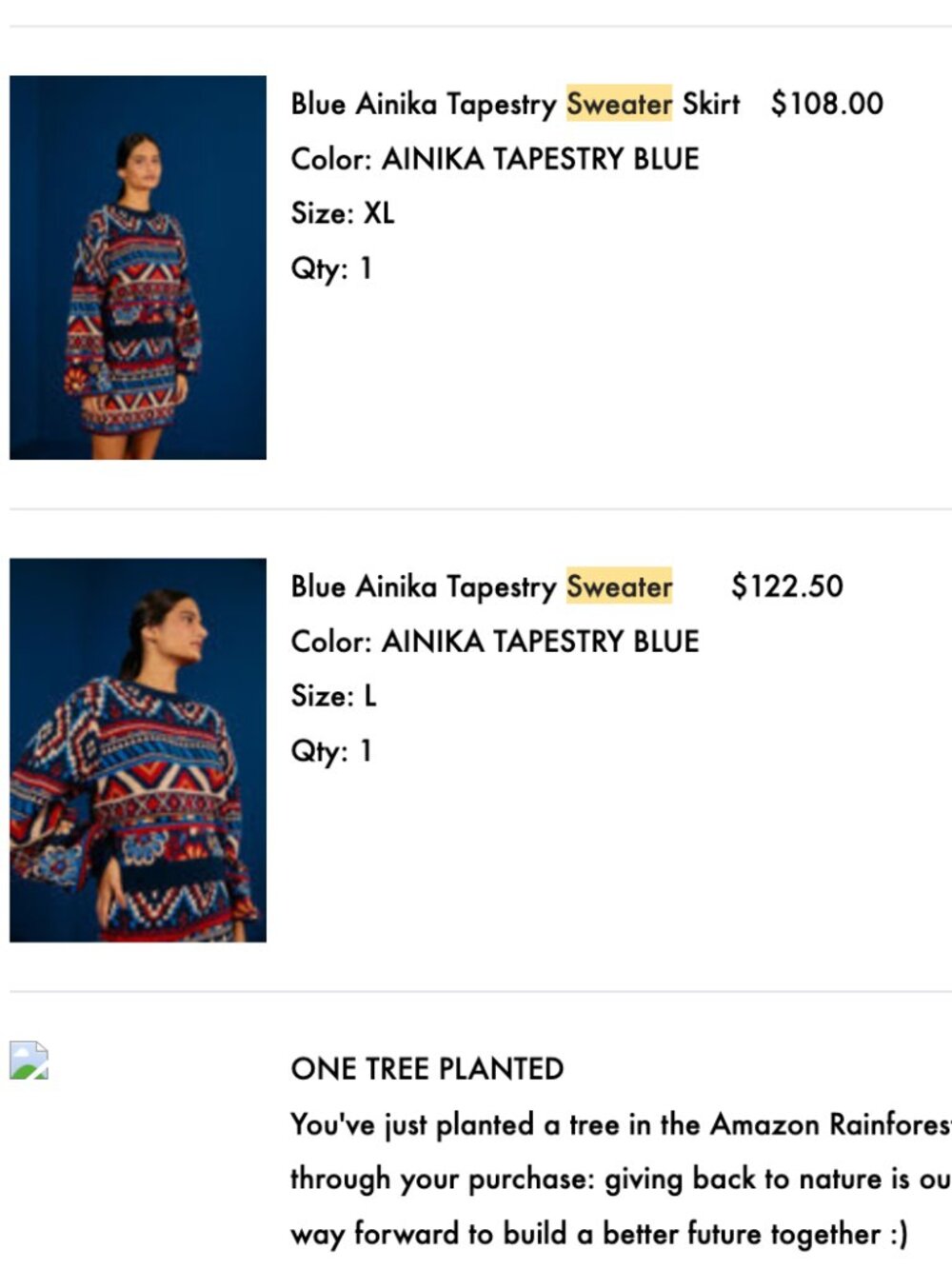 Farm Rio Blue Ainika Tapestry Sweater Top and Skirt Set (Large top & XL skirt) - Picture 4 of 8